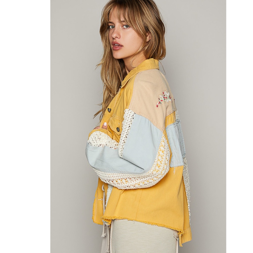 Pol Yellow And Blue Patchwork Jacket - image 2